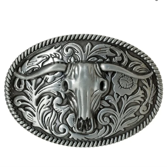 New silver western long horn longhorn bull belt buckle.  Many others are listed Silver Longhorn Head Belt Buckle,( 1.5 main image 4